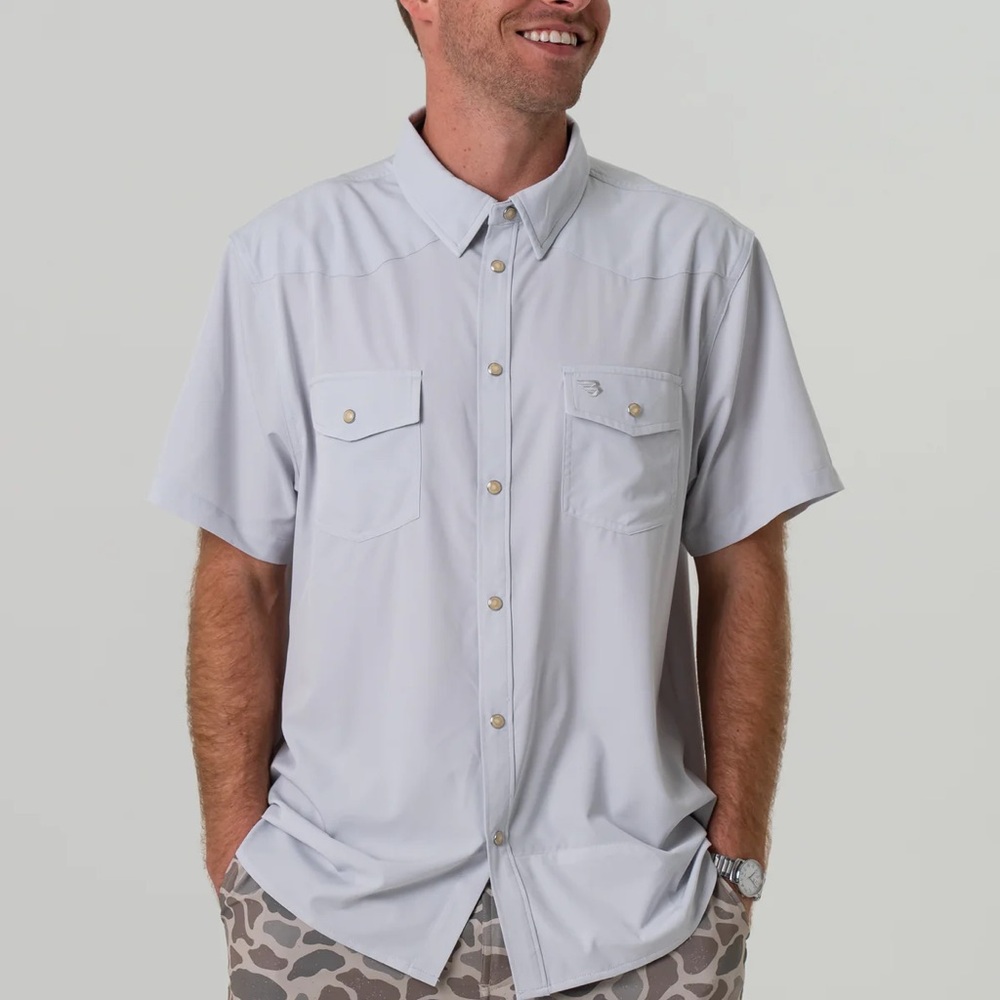 BURLEBO Light Gray Casual Button Down Shirt
